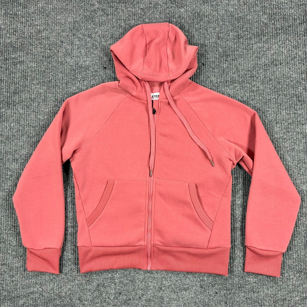 Athletex Womens Pink Full Zip Hoodie Size Small Fleece Sweatshirt Activewear